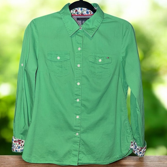 Tommy Hilfiger Tops - 5/$15 - Tommy Hilfiger Green Roll-Tab Button Down